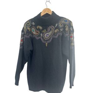 I.B. Diffusion Black Angora Silk Blend Sweater Gorpcore Grandma Goth Vintage 80s